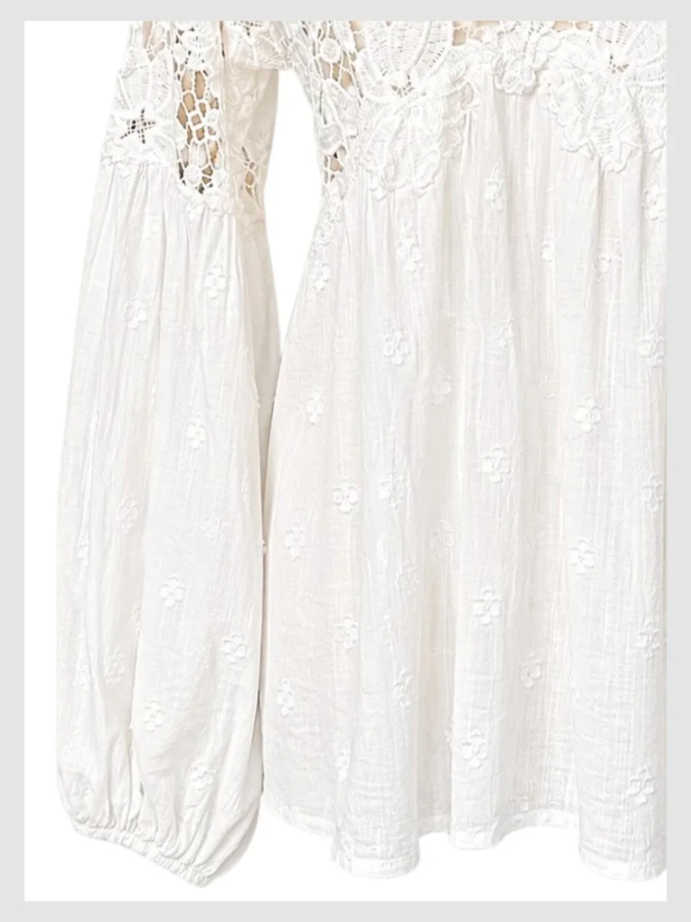 Free People Lina Lace Top Ivory White Boho Crochet Blouse XS